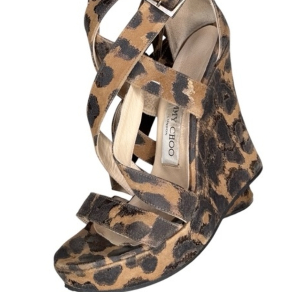 Jimmy Choo Animal Print Wedge Sandal size 27